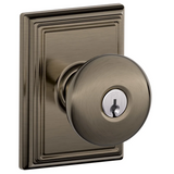 Schlage Residential F51A - Entry Lock - Plymouth Knob, C Keyway with 16211 Latch and 10063 Strike - Addison Rose