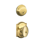 Schlage Siena Single Cylinder Keyed Entry Door Knob Set and Deadbolt Combo with Camelot Rose