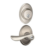 Schlage Champagne Single Cylinder Keyed Entry Door Lever Set and Wakefield Deadbolt Combo with Wakefield Rose