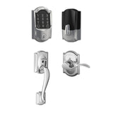 Schlage Encode WiFi Enabled Electronic Keypad Deadbolt with Right Handed Camelot Entry Handleset and Accent Lever