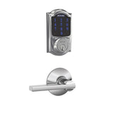 Schlage Connect Camelot Touchscreen Deadbolt with Built-in Alarm and Passage Latitude Lever