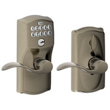 Schlage Camelot Keypad Entry with Flex-Lock Door Lever Set with Accent Interior Lever