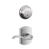 Schlage Accent Single Cylinder Keyed Entry Door Lever Set and Deadbolt Combo with Greenwich Rose