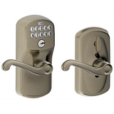 Schlage Flex Lock Keypad Entry Lock Leverset with Flair Lever from the Plymouth Collection
