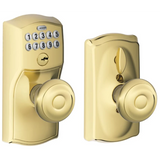 Schlage Camelot Keypad Entry with Flex-Lock Door Knob Set with Georgian Interior Knob