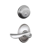 Schlage Champagne Single Cylinder Keyed Entry Door Lever Set and Deadbolt Combo with Wakefield Rose