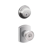 Schlage Bowery Single Cylinder Keyed Entry Door Knob Set and Deadbolt Combo with Greenwich Rose