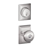 Schlage Andover Single Cylinder Keyed Entry Door Knob Set and Addison Deadbolt Combo with Addison Rose