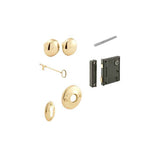 KEYED CASE LOCK AND KEEPER SET, PITTED BRASS KNOBS & ROSETTE