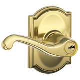 Schlage Flair Single Cylinder Keyed Entry Door Lever Set with Decorative Camelot Trim