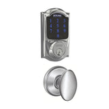 Schlage Connect Camelot Touchscreen Electronic Deadbolt with Z-Wave Plus Technology and Passage Siena Knob