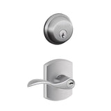 Schlage Accent Single Cylinder Keyed Entry Door Lever Set and Deadbolt Combo with Greenwich Rose