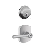 Schlage Broadway Single Cylinder Keyed Entry Door Lever Set and Deadbolt Combo with Greenwich Rose
