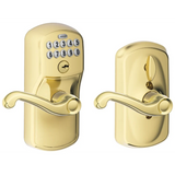 Schlage Flex Lock Keypad Entry Lock Leverset with Flair Lever from the Plymouth Collection