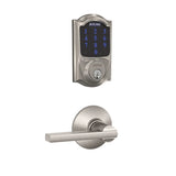 Schlage Connect Camelot Touchscreen Deadbolt with Built-in Alarm and Passage Latitude Lever