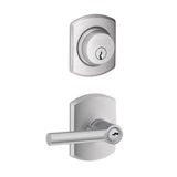 Schlage Broadway Single Cylinder Keyed Entry Door Lever Set and Greenwich Deadbolt Combo with Greenwich Rose