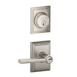 Schlage Latitude Single Cylinder Keyed Entry Door Lever Set and Addison Deadbolt Combo with Addison Rose