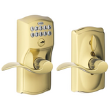 Schlage Camelot Keypad Entry with Flex-Lock Door Lever Set with Accent Interior Lever