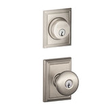 Schlage Plymouth Single Cylinder Keyed Entry Door Knob Set and Addison Deadbolt Combo with Addison Rose