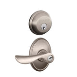 Schlage Champagne Single Cylinder Keyed Entry Door Lever Set and Deadbolt Combo with Wakefield Rose