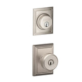 Schlage Bowery Single Cylinder Keyed Entry Door Knob Set and Addison Deadbolt Combo with Addison Rose