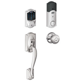 Schlage Connect Camelot Touchscreen Handleset with Georgian Knob and Built-in Alarm