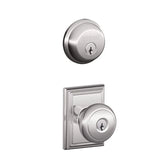 Schlage Andover Single Cylinder Keyed Entry Door Knob Set and Deadbolt Combo with Addison Rose