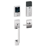Schlage Connect Century Touchscreen Handleset with Latitude Lever, Decorative Century Rose, and Built-in Alarm