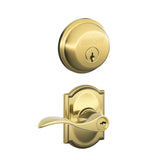 Schlage Accent Single Cylinder Keyed Entry Door Lever Set and Deadbolt Combo with Camelot Rose