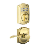 Schlage Camelot Single Cylinder Electronic Keypad Deadbolt with Passage Accent Lever and Decorative Camelot Trim