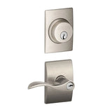 Schlage Accent Single Cylinder Keyed Entry Door Lever Set and Century Deadbolt Combo with Century Rose