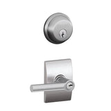 Schlage Broadway Single Cylinder Keyed Entry Door Lever Set and Century Deadbolt Combo with Century Rose