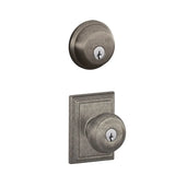 Schlage Georgian Single Cylinder Keyed Entry Door Knob Set and Deadbolt Combo with Addison Rose