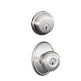 Schlage Georgian Single Cylinder Keyed Entry Door Knob Set and Deadbolt Combo with Wakefield Rose