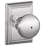 Schlage Residential F40 - Privacy Lock - Plymouth Knob, 16080 Latch and 10027 Strike - Addison Trim