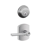 Schlage Latitude Single Cylinder Keyed Entry Door Lever Set and Deadbolt Combo with Greenwich Rose