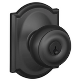 Schlage Residential F51A - Entry Lock - Georgian Knob, C Keyway with 16211 Latch and 10063 Strike - Camelot Rose