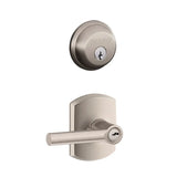 Schlage Broadway Single Cylinder Keyed Entry Door Lever Set and Deadbolt Combo with Greenwich Rose