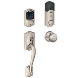 Schlage Connect Camelot Touchscreen Handleset with Georgian Knob and Built-in Alarm