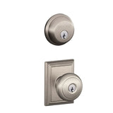Schlage Andover Single Cylinder Keyed Entry Door Knob Set and Deadbolt Combo with Addison Rose