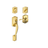 Schlage Camelot Left Handed Sectional Single Cylinder Keyed Entry Handleset with Accent Lever with Decorative Camelot Trim