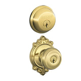 Schlage Georgian Single Cylinder Keyed Entry Door Knob Set and Deadbolt Combo with Brookshire Rose