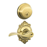 Schlage Accent Single Cylinder Keyed Entry Door Lever Set and Deadbolt Combo with Brookshire Rose