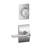 Schlage Latitude Single Cylinder Keyed Entry Door Lever Set and Century Deadbolt Combo with Century Rose