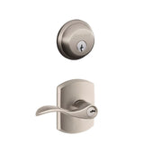 Schlage Accent Single Cylinder Keyed Entry Door Lever Set and Deadbolt Combo with Greenwich Rose