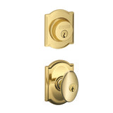 Schlage Siena Single Cylinder Keyed Entry Door Knob Set and Camelot Deadbolt Combo with Camelot Rose