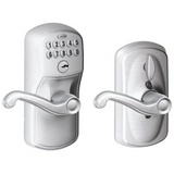 Schlage Flex Lock Keypad Entry Lock Leverset with Flair Lever from the Plymouth Collection