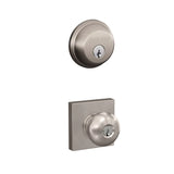 Schlage Plymouth Single Cylinder Keyed Entry Door Knob Set and Collins Deadbolt Combo with Collins Rose