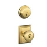 Schlage Plymouth Single Cylinder Keyed Entry Door Knob Set and Deadbolt Combo with Addison Rose