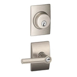 Schlage Broadway Single Cylinder Keyed Entry Door Lever Set and Century Deadbolt Combo with Century Rose